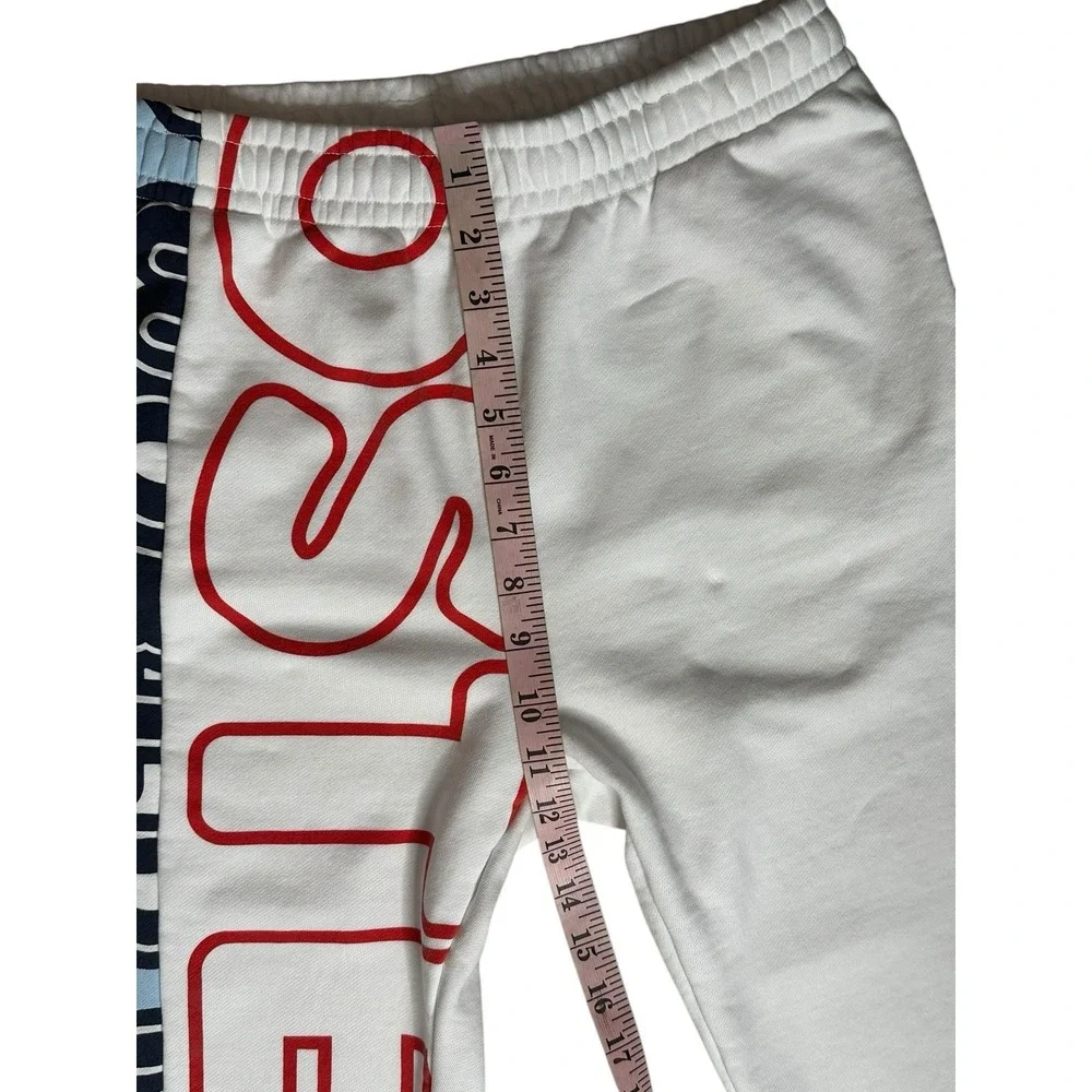 Lacoste‎ Jogger Track Pants Boys 16 Red White Side Logo Fleece Elastic Waist